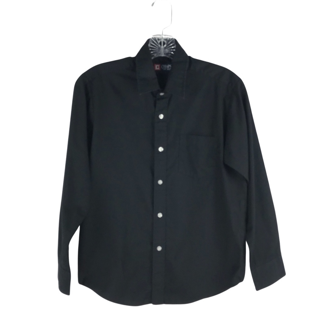 Chaps Boys size 14 black button down long sleeve shirt.